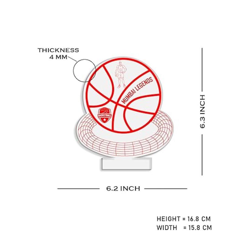 Basketball Personalized 3D Lamp  Personalized Basketball with Name  Customized Night Light  Desk Lamp for Basketball Player  Gift for Player (Warm White Light)