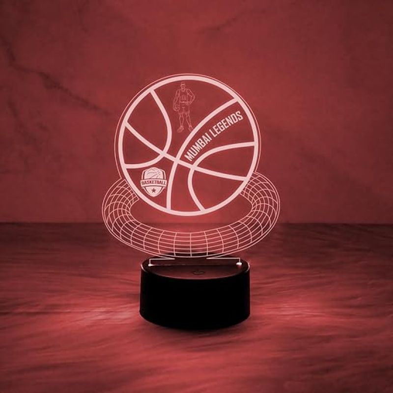 Basketball Personalized 3D Lamp  Personalized Basketball with Name  Customized Night Light  Desk Lamp for Basketball Player  Gift for Player (Multicolored Light)