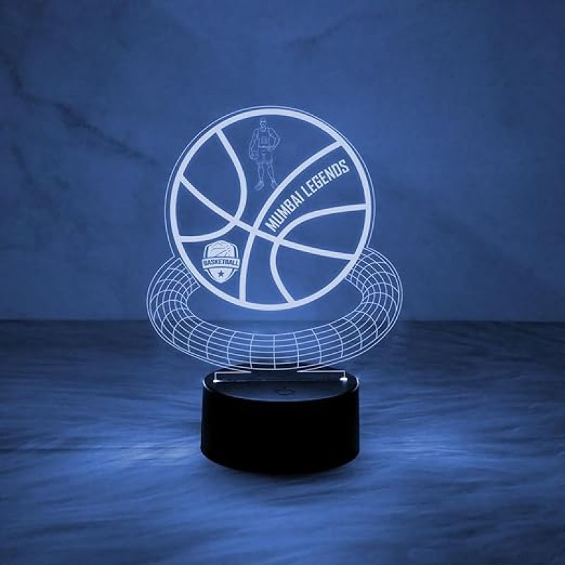 Basketball Personalized 3D Lamp  Personalized Basketball with Name  Customized Night Light  Desk Lamp for Basketball Player  Gift for Player (Multicolored Light)