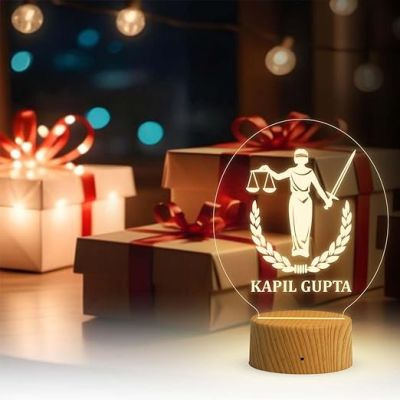 Personalized Lady Justice Statue 3D Led Lights  Desk Table Lamp  Law Student Gift  Customized Name Lamp  Gift for Lawyer   Office Decor Night Light | Warm White Light