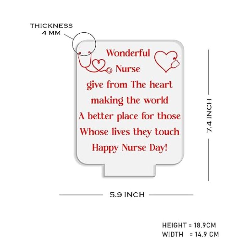 Happy Nurse Day Night Lamp  Wonderful Nurse Engraved Quote Led Desk Table Lamp with Warm White Light  Gift for Nurse  Thankyou Gift for Nurse