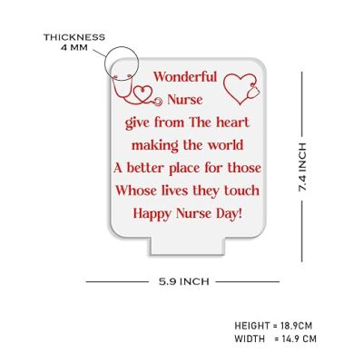Happy Nurse Day Night Lamp  Wonderful Nurse Engraved Quote Led Desk Table Lamp with Warm White Light  Gift for Nurse  Thankyou Gift for Nurse