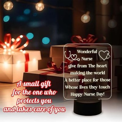 Happy Nurse Day Night Lamp  Wonderful Nurse Engraved Quote Led Desk Table Lamp with Warm White Light  Gift for Nurse  Thankyou Gift for Nurse