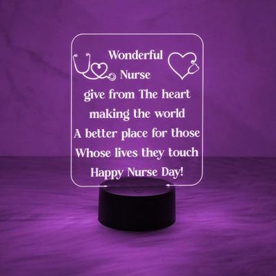 Happy Nurse Day Night Lamp  Wonderful Nurse Engraved Quote Led Desk Table Lamp with Automatic Color Changing Light  Gift for Nurse  Thankyou Gift for Nurse