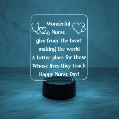 Happy Nurse Day Night Lamp  Wonderful Nurse Engraved Quote Led Desk Table Lamp with Automatic Color Changing Light  Gift for Nurse  Thankyou Gift for Nurse