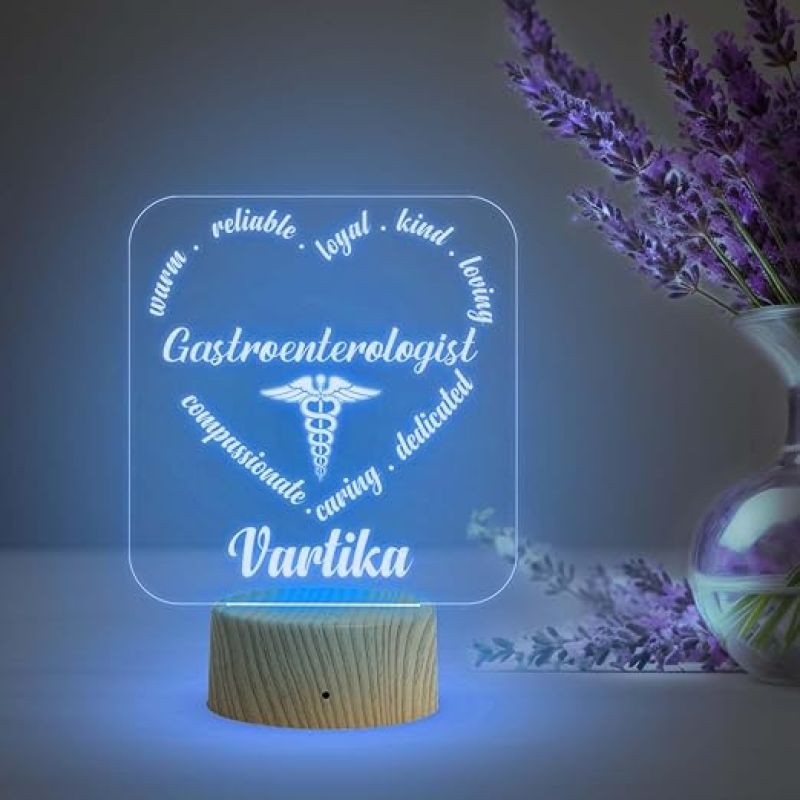 Personalized Gastroenterologist Desk Table Lamp with Automatic Color Changing Light  Best Gift for Doctor  Thankyou Gift for Doctor