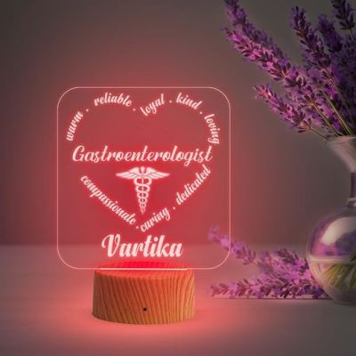 Personalized Gastroenterologist Desk Table Lamp with Automatic Color Changing Light  Best Gift for Doctor  Thankyou Gift for Doctor