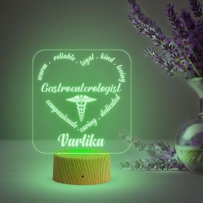 Personalized Gastroenterologist Desk Table Lamp with Automatic Color Changing Light  Best Gift for Doctor  Thankyou Gift for Doctor
