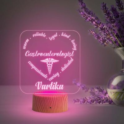 Personalized Gastroenterologist Desk Table Lamp with Automatic Color Changing Light  Best Gift for Doctor  Thankyou Gift for Doctor