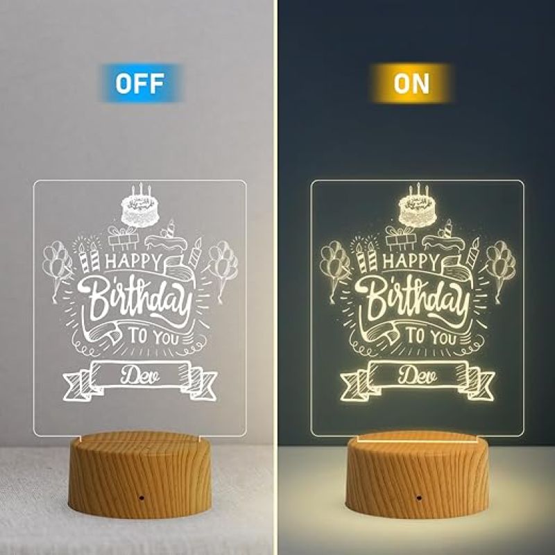 Personalized Happy Birthday Led Night Lamp with Warm White Light  Birthday Gift for Kids Friends  Surprise Gift for Loveable Person