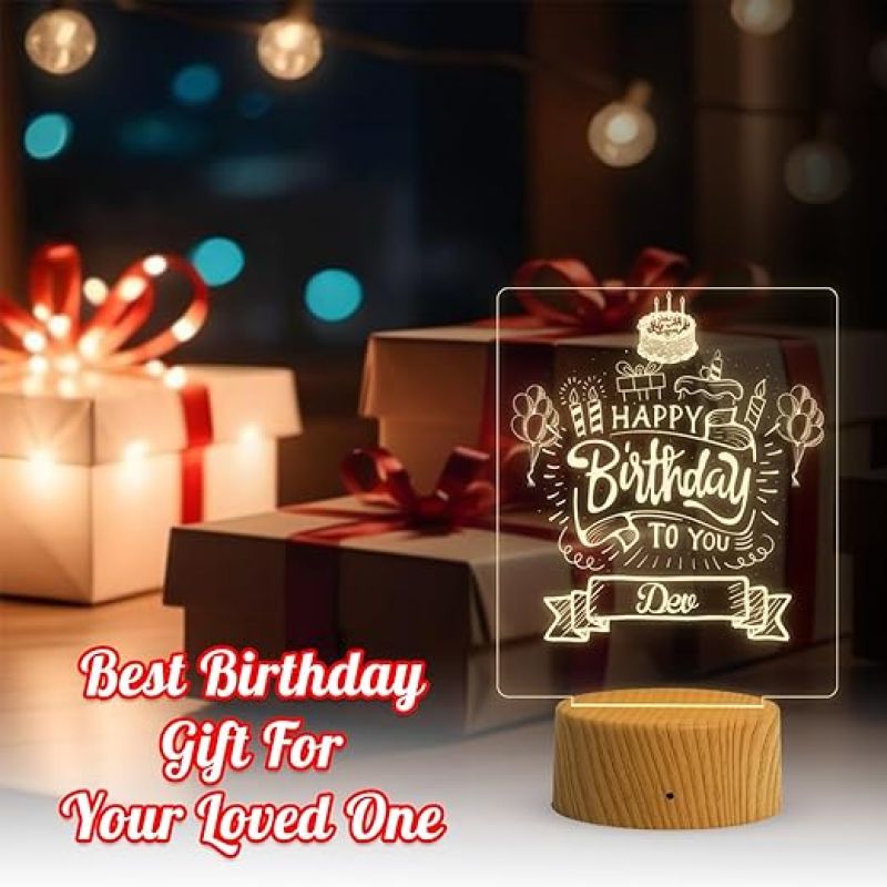 Personalized Happy Birthday Led Night Lamp with Warm White Light  Birthday Gift for Kids Friends  Surprise Gift for Loveable Person