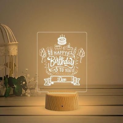 Personalized Happy Birthday Led Night Lamp with Warm White Light  Birthday Gift for Kids Friends  Surprise Gift for Loveable Person