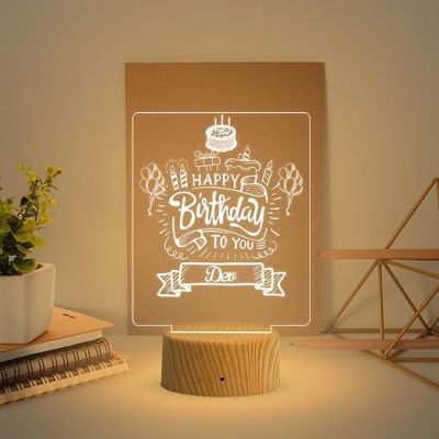 Personalized Happy Birthday Led Night Lamp with Warm White Light  Birthday Gift for Kids Friends  Surprise Gift for Loveable Person