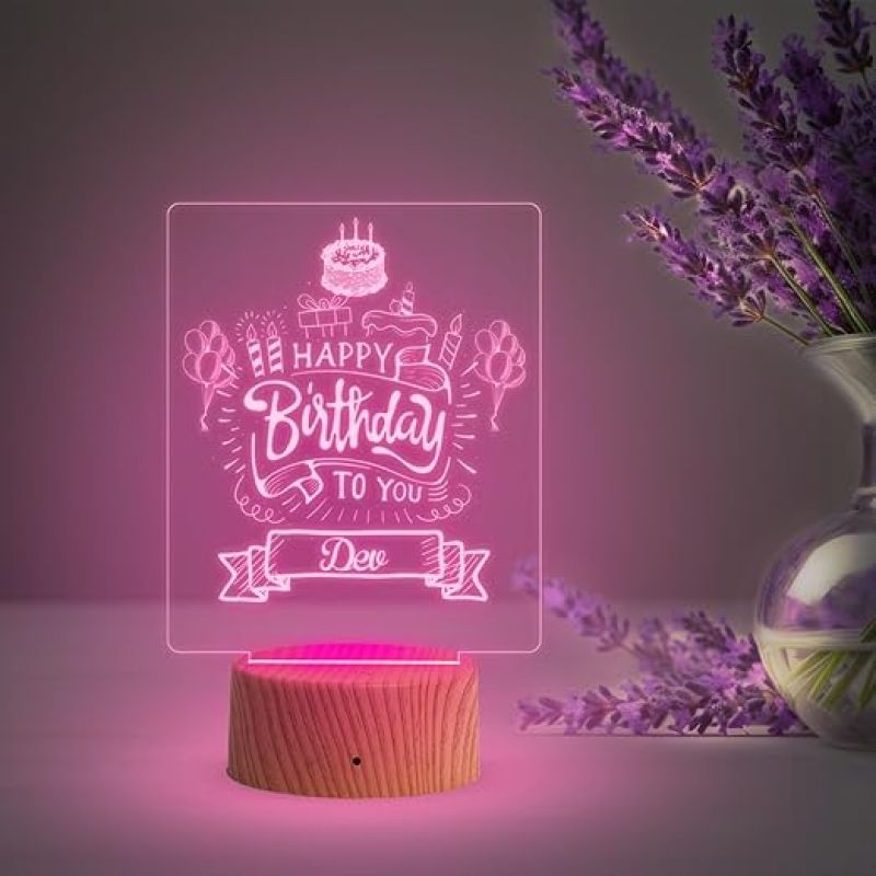 Personalized Happy Birthday Led Night Lamp with Automatic Color Changing Light  Birthday Gift for Kids Friends  Surprise Gift for Loveable Person