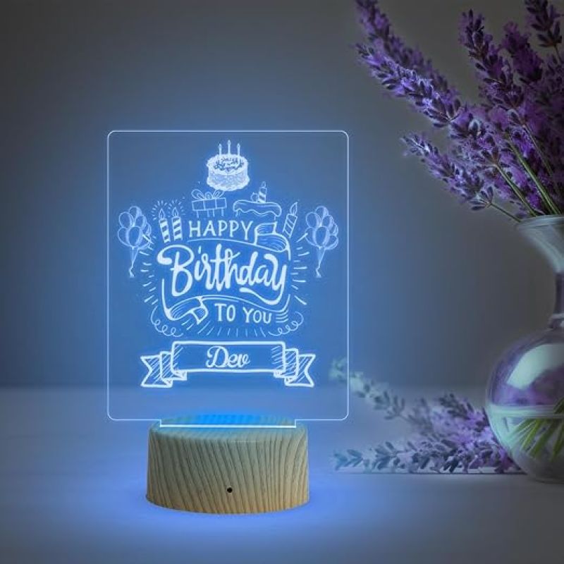 Personalized Happy Birthday Led Night Lamp with Automatic Color Changing Light  Birthday Gift for Kids Friends  Surprise Gift for Loveable Person