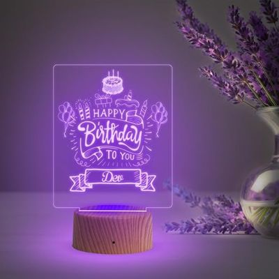 Personalized Happy Birthday Led Night Lamp with Automatic Color Changing Light  Birthday Gift for Kids Friends  Surprise Gift for Loveable Person