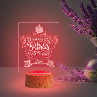 Personalized Happy Birthday Led Night Lamp with Automatic Color Changing Light  Birthday Gift for Kids Friends  Surprise Gift for Loveable Person