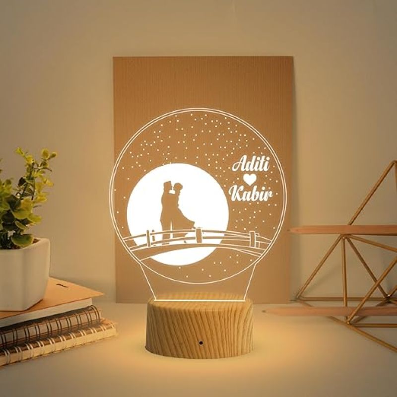 Personalized Moon Led Night Lamp with Warm White Light Customized Name Lamp  Anniversary Gift for Wife  Birthday Gift  Valentine Day