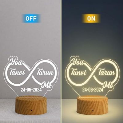 Personalized Infinity Design Night Lamp with Warm White Light  Anniversary Gift for Couple Wedding Gift Lamp with Light Love