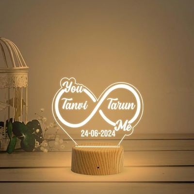 Personalized Infinity Design Night Lamp with Warm White Light  Anniversary Gift for Couple Wedding Gift Lamp with Light Love