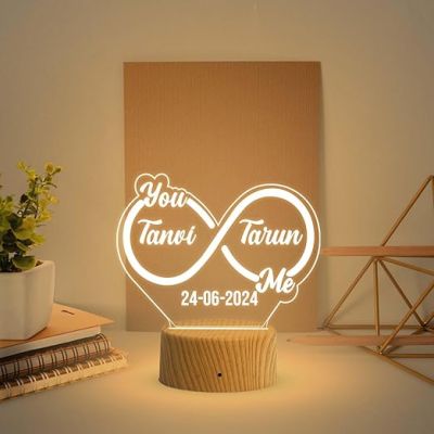 Personalized Infinity Design Night Lamp with Warm White Light  Anniversary Gift for Couple Wedding Gift Lamp with Light Love