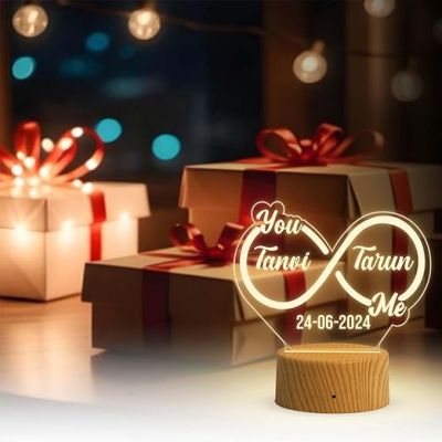 Personalized Infinity Design Night Lamp with Warm White Light  Anniversary Gift for Couple Wedding Gift Lamp with Light Love