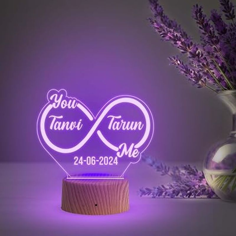 Personalized Infinity Design Night Lamp with Automatic Color Changing Light  Anniversary Gift for Couple Wedding Gift Lamp with Light Love