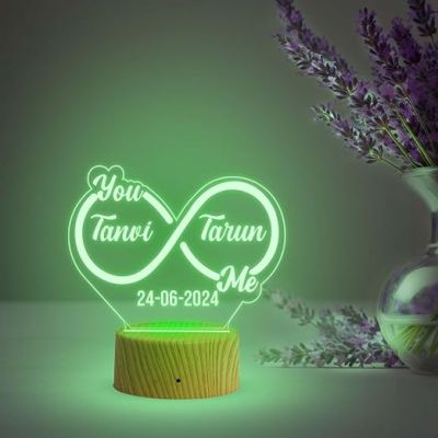 Personalized Infinity Design Night Lamp with Automatic Color Changing Light  Anniversary Gift for Couple Wedding Gift Lamp with Light Love