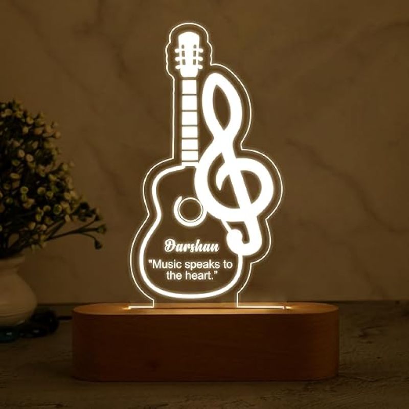 Personalized 3D Illusion Guitar Night Lamp with Warm White Light  Customized with Name  Gift for Music Lover  Birthday Gift for Friends  Kids Room Lamp