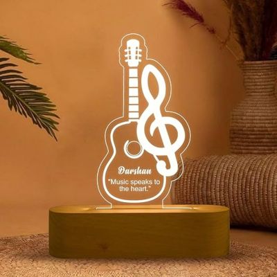 Personalized 3D Illusion Guitar Night Lamp with Warm White Light  Customized with Name  Gift for Music Lover  Birthday Gift for Friends  Kids Room Lamp