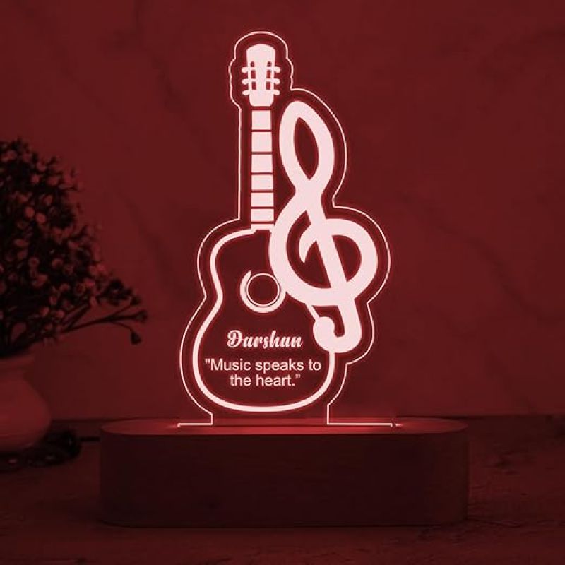 3D Illusion Personalized Guitar Night Lamp with Multicolored Light  Customized with Name  Gift for Music Lover  Birthday Gift for Friends  Kids Room Lamp