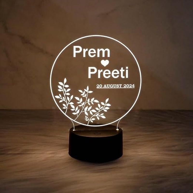 Personalized Couple Name Lamp  Customized with Name  Warm White Light  Gift for Anniversary Birthday Valentine Day
