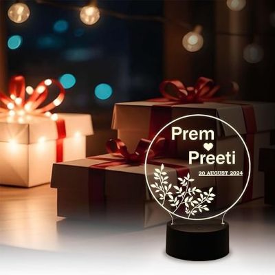 Personalized Couple Name Lamp  Customized with Name  Warm White Light  Gift for Anniversary Birthday Valentine Day