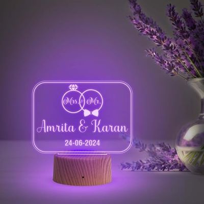 Anniversary Gift for Couple  Personalized with Name & Date  Customized Gift for Husband & Wife  Mr & Mrs Night Lamp  7 Color Changing Light  Newly Married Couple Gift