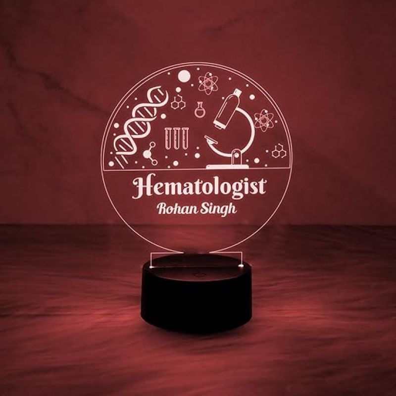 Personalized Hematologist Acrylic Led Lamp with Automatic Color Changing Light  Customized with Name  Gift for Hematologist Doctor