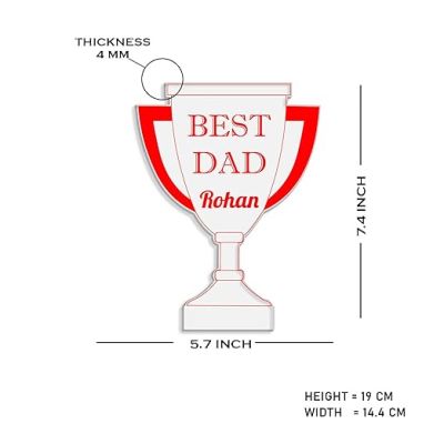 Best Dad Trophy Acrylic Night Lamp  Personalized with Name  Warm White Light  Birthday Gift for Dad | Unique Gift for Father