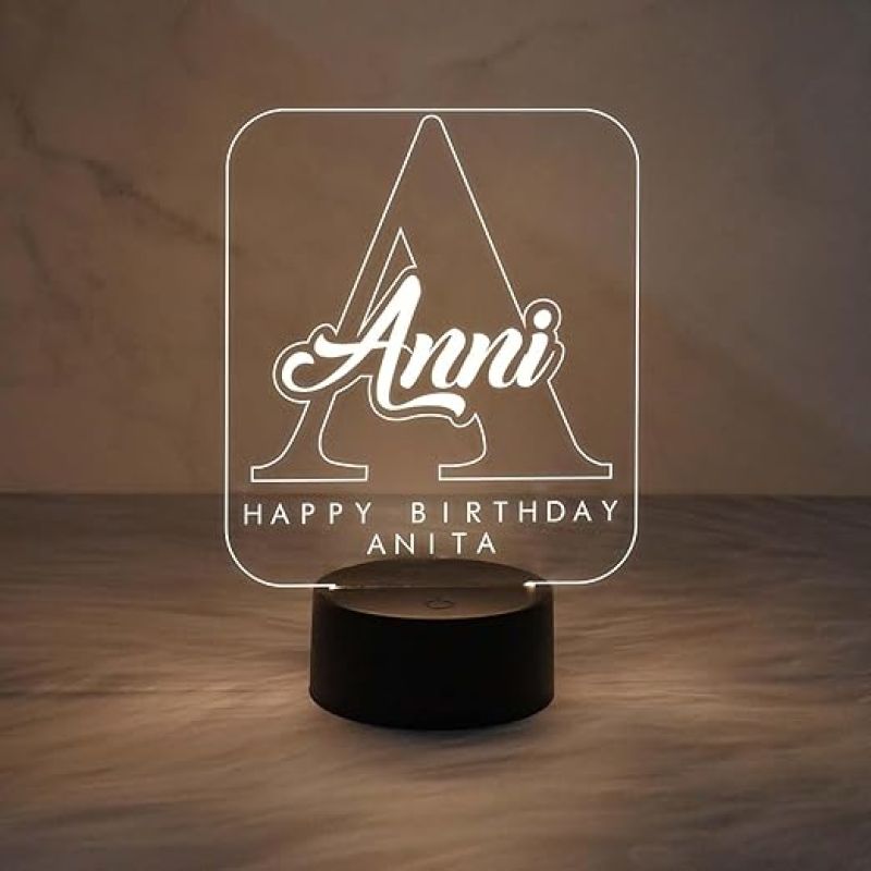 Personalized Happy Birthday Night Lamp with Warm White Light  Lamp Gift for Loveable Person  Birthday Gift