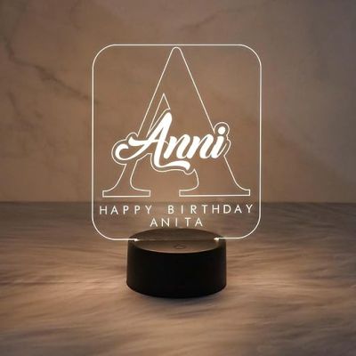 Personalized Happy Birthday Night Lamp with Warm White Light  Lamp Gift for Loveable Person  Birthday Gift