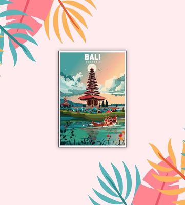 Wooden Fridge Magnet Indian Souvenir Gift Items  Gift for Travels  Decorative Magnet for Kitchen, Refrigerator Door, Home Decor (Bali)