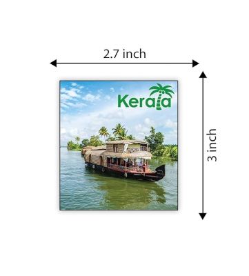 Wooden Fridge Magnet Indian Souvenir Gift Items  Gift for Travels  Decorative Magnet for Kitchen, Refrigerator Door, Home Decor (Kerala)