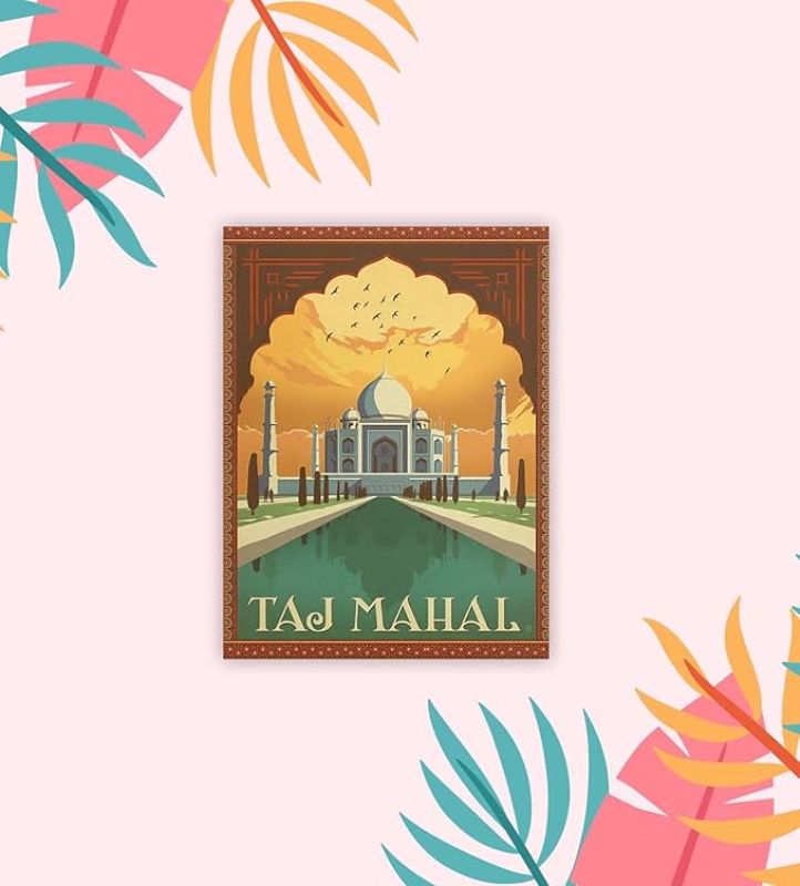 Wooden Fridge Magnet Indian Souvenir Gift Items  Gift for Travels  Decorative Magnet for Kitchen, Refrigerator Door, Home Decor (Taj Mahal)