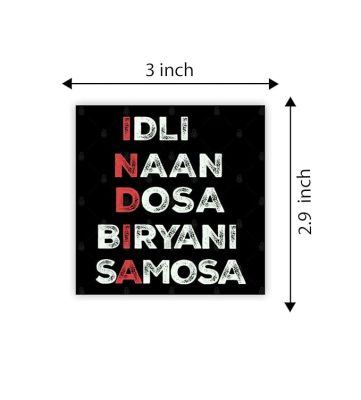 Funny Quote Printed Fridge Magnets  Perfect for Gifting and Decoration  Kitchen Home Decoration Items (Idli Naam Dosa Biryani Samosa)