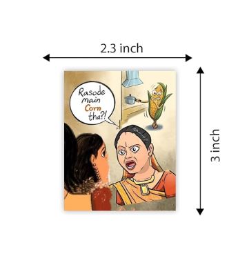 Funny Quote Printed Fridge Magnets  Perfect for Gifting and Decoration  Kitchen Home Decoration Items (Rasode Me Corn Tha)