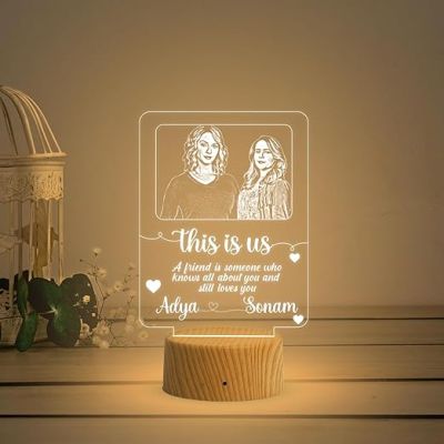 Personalized Gift for Friend  Customized with Name Photo & Text  Gift for Friends Marriage  Birthday Gift for Friend  Gift for BFF  Warm White Light