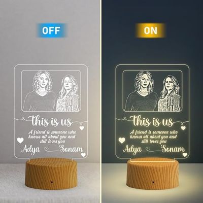 Personalized Gift for Friend  Customized with Name Photo & Text  Gift for Friends Marriage  Birthday Gift for Friend  Gift for BFF  Warm White Light