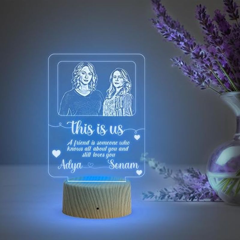 Personalized Gift for Friend  Customized with Name Photo & Text  Gift for Friends Marriage  Birthday Gift for Friend  Gift for BFF  Multicolored Light