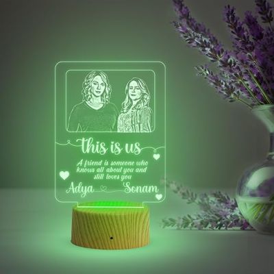 Personalized Gift for Friend  Customized with Name Photo & Text  Gift for Friends Marriage  Birthday Gift for Friend  Gift for BFF  Multicolored Light