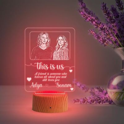 Personalized Gift for Friend  Customized with Name Photo & Text  Gift for Friends Marriage  Birthday Gift for Friend  Gift for BFF  Multicolored Light