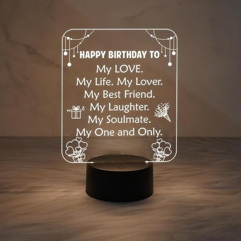 Happy Birthday to My Best Friend Gift Lamp  3D Illusion Lamp for Friend Sister Brothers Boys and Girls. Gifts for Birthday  Warm White Light Desk Table Lamp