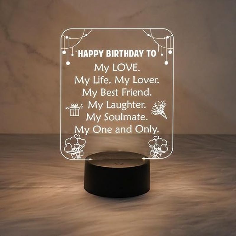 Happy Birthday to My Best Friend Gift Lamp  3D Illusion Lamp for Friend Sister Brothers Boys and Girls. Gifts for Birthday  Warm White Light Desk Table Lamp